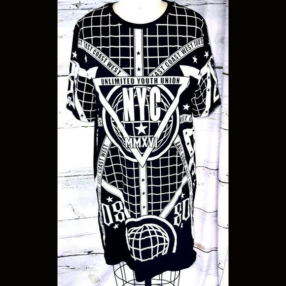 Deconstructed NYC black white grid space designs dress - Picture 1 of 4